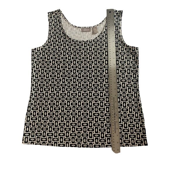 Chicos Sleeveless Tank Top Geometric Print Nylon/Spandex Black & White Size 1 - Picture 4 of 6